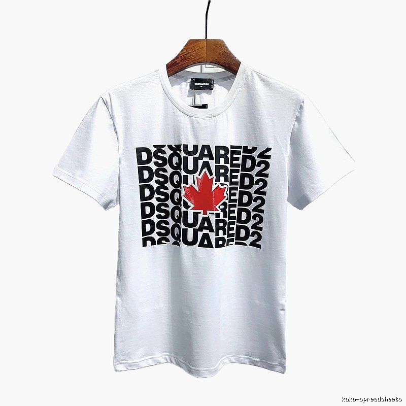 DSQ2 Maple Leaf Print Street Style White Short Sleeve T-Shirt