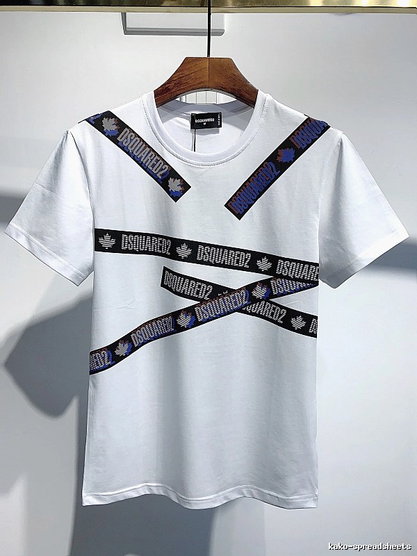 DSQUARED2 Webbing Streetwear Brand White Short-sleeve T-shirt