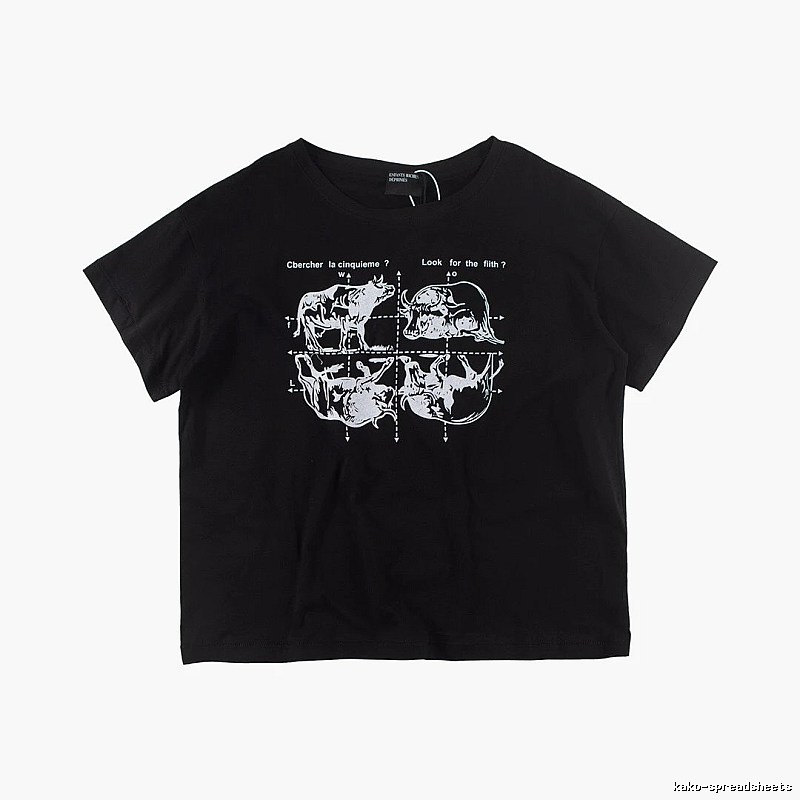 ERD Bull Print Street Style Black Short Sleeve T-shirt
