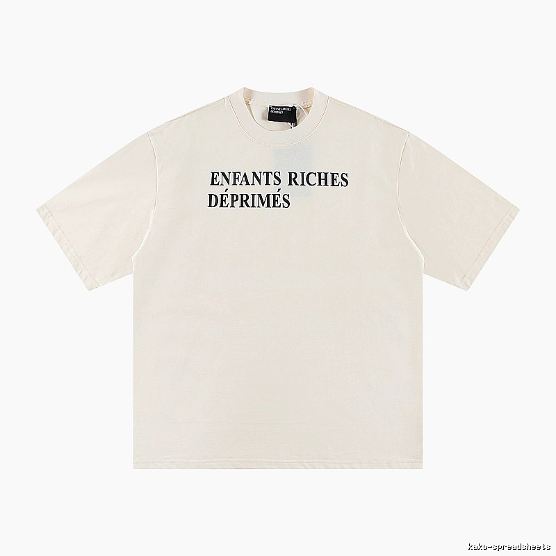 ERD Letter Print Minimalist Style Off-white Short-sleeve T-shirt