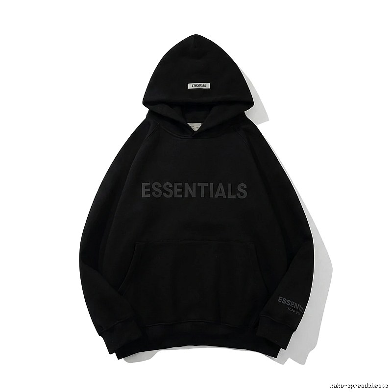 ESSENTIALS minimalist style black hoodie