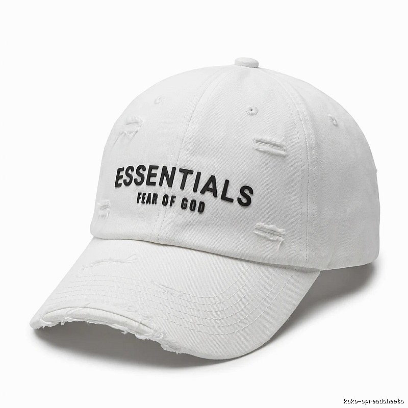 ESSENTIALS Ripped Style White Hat