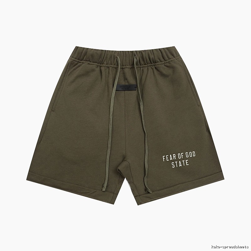ESSENTIALS Sporty Military Green Shorts