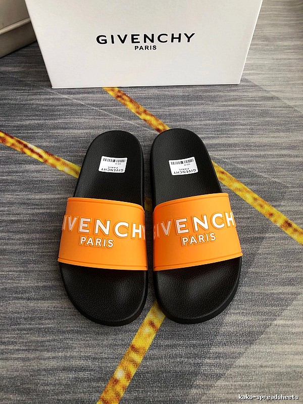 Givenchy Embossed Letters Trendy Cool Orange & Black Slide Sandals