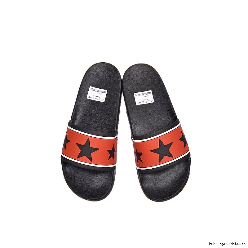 Givenchy Trendy Star Print Orange and Black Slide Sandals