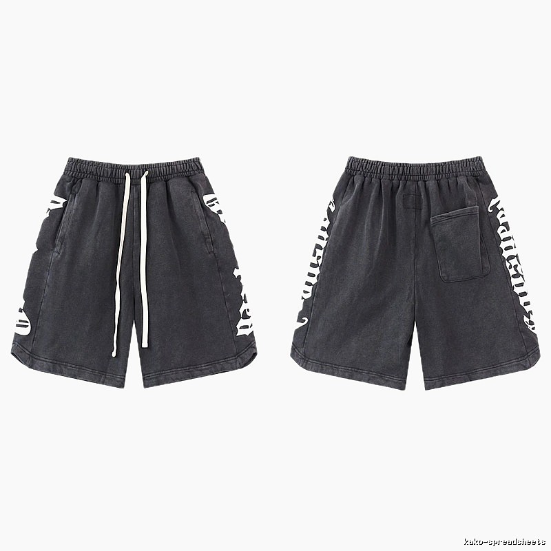 Godspeed Gothic Print Street Style Charcoal Black Shorts