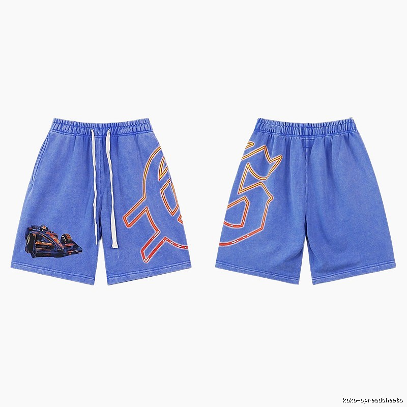 Godspeed Racing Print Street Style Blue Shorts