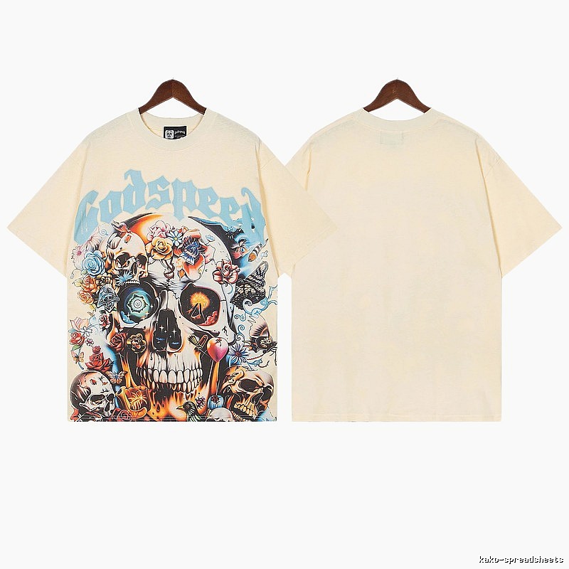 Godspeed Skull Print Street Style Off-white T-shirt