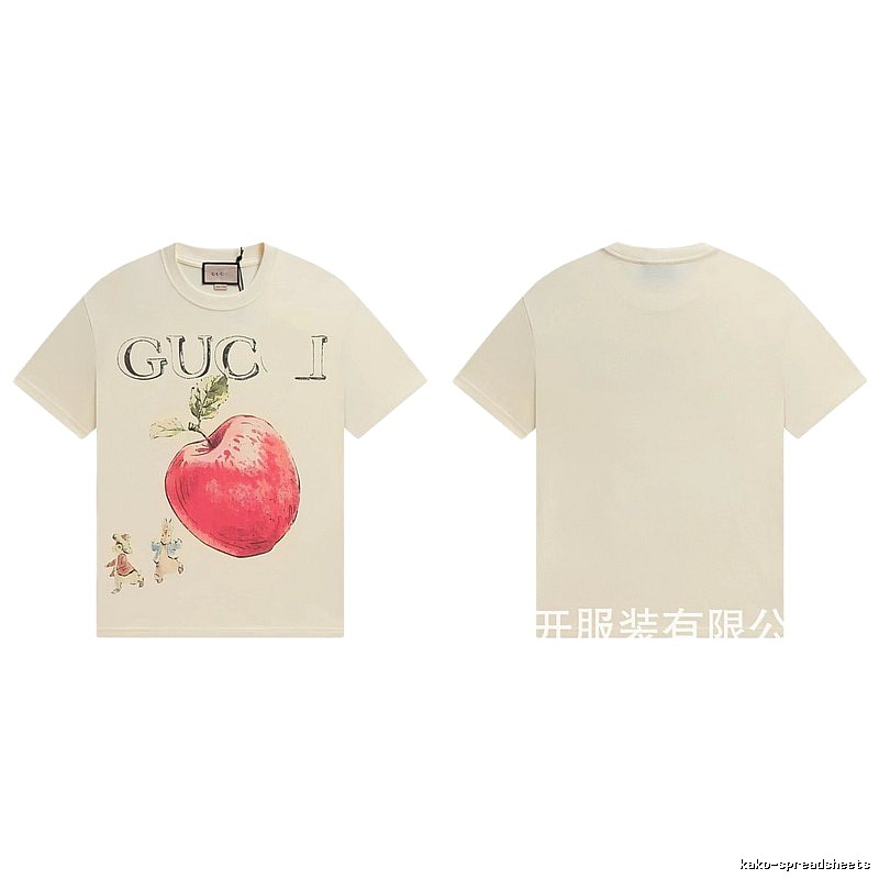 Gucci Apple Print Vintage Style Off-White T-Shirt