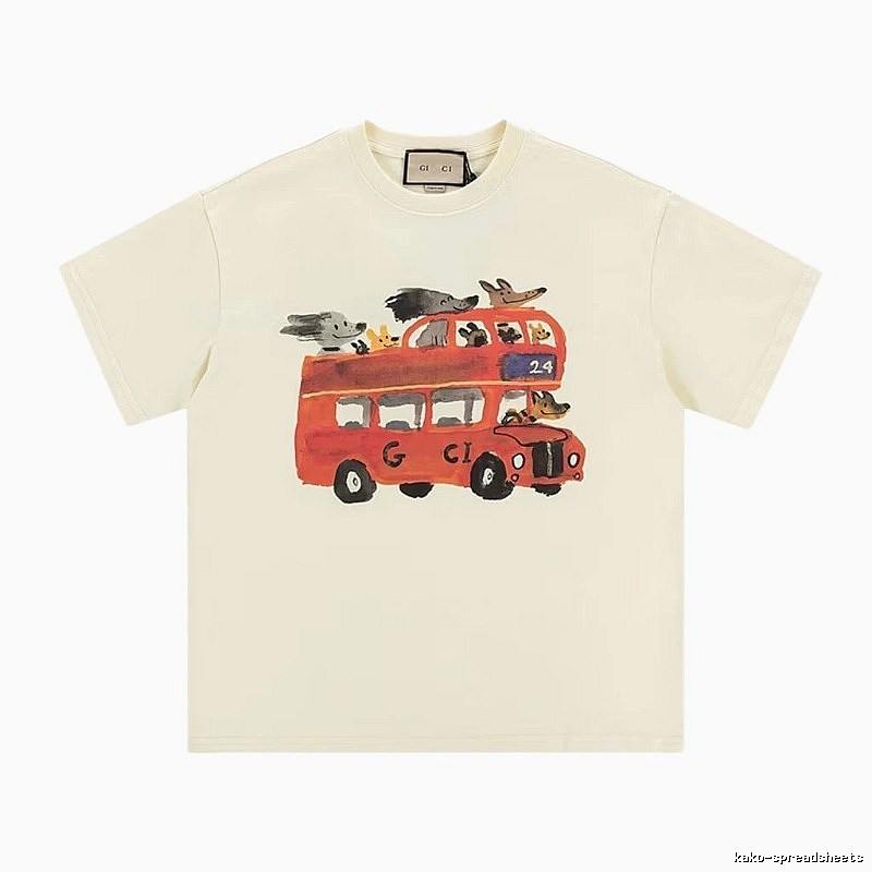 Gucci Bus Print Whimsical Style Off-white T-Shirt