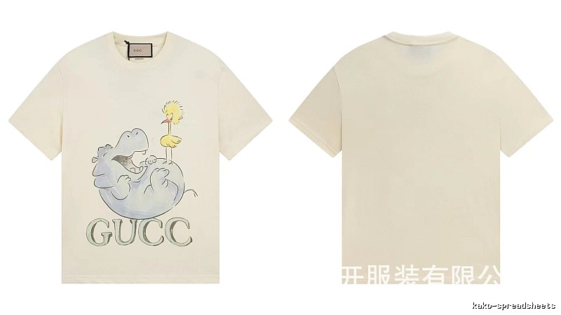 Gucci Cartoon Hippo Casual Off-white T-shirt