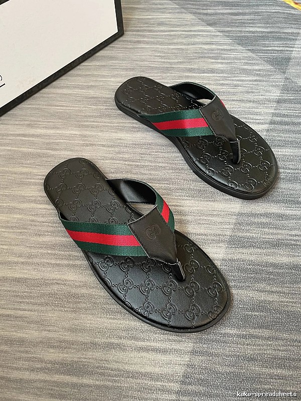 Gucci Classic Monogram Casual Style Black Flip Flops