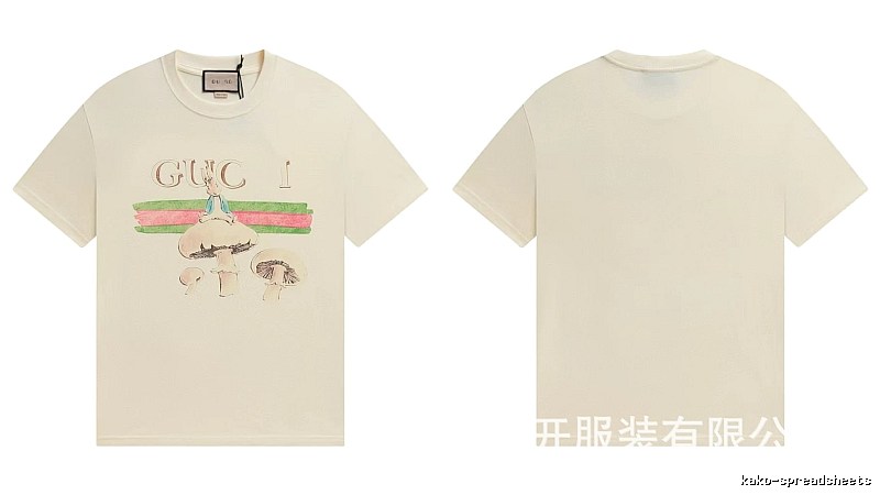 Gucci Co-branded Retro Style Off-white Printed T-Shirt