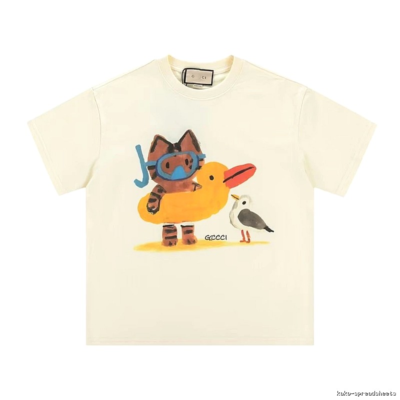 Gucci Off-white Playful Style Cartoon Print T-shirt
