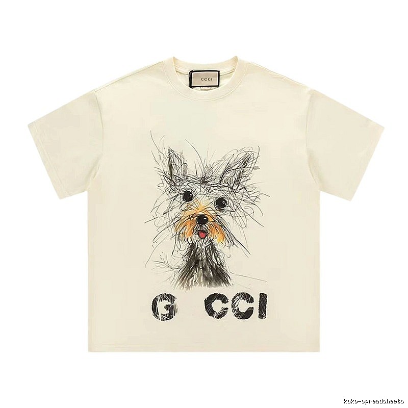 Gucci Puppy Graffiti Casual Style Off-white T-Shirt