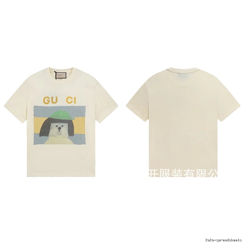 Gucci Puppy Print Casual Style Off-white T-shirt