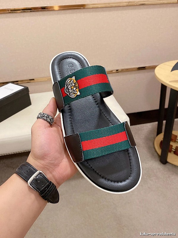 Gucci Tiger Head Embroidered Color-block Casual Slides
