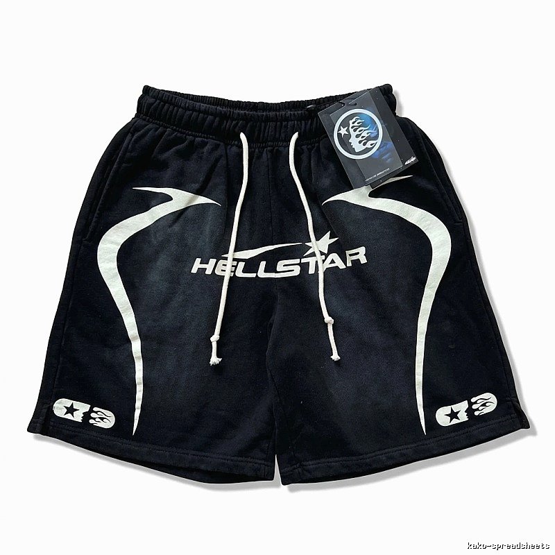 Hellstar dark-style black shorts