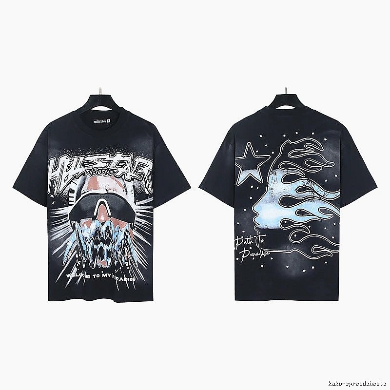 Hellstar Flame Print Street Style Black T-Shirt