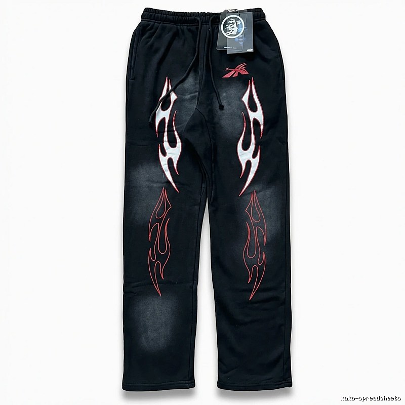 Hellstar Flame Wind Black Sweatpants