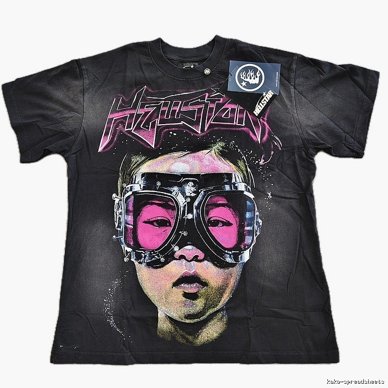 Hellstar Portrait Print Street Style Black T-Shirt