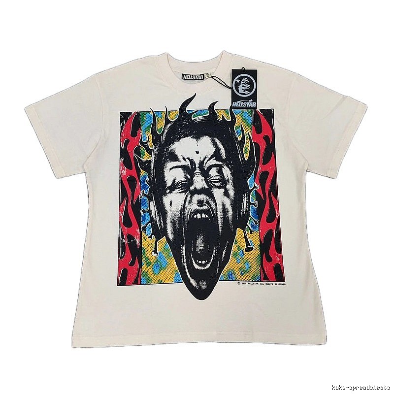Hellstar Portrait Print Street Style Off-white T-shirt