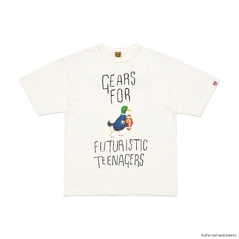 HUMAN MADE Japanese Streetwear Green Duck Printed Off-white T-shirt