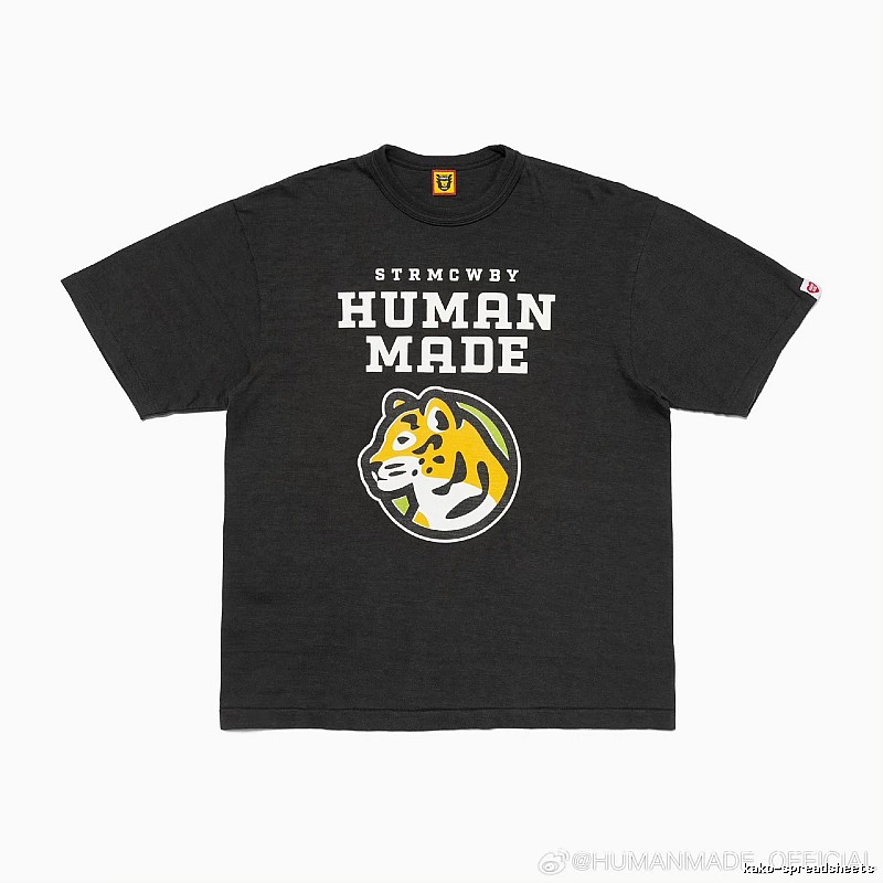 HUMAN MADE Tiger Head Print Vintage Style Black T-Shirt