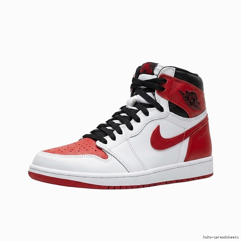 Jordan AJ1 High Top Red and White Athletic Shoes