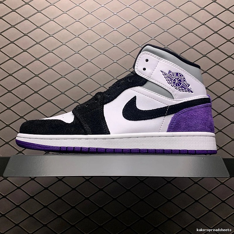 Jordan Black, White and Purple Basketball High-Tops and Court-Inspired Shape