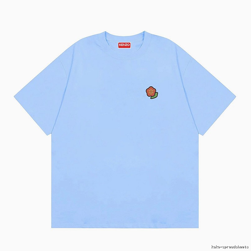 KENZO Embroidered Small Flower Casual Style Light Blue T-Shirt