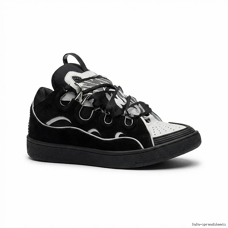 LANVIN retro-style black-and-white canvas shoes