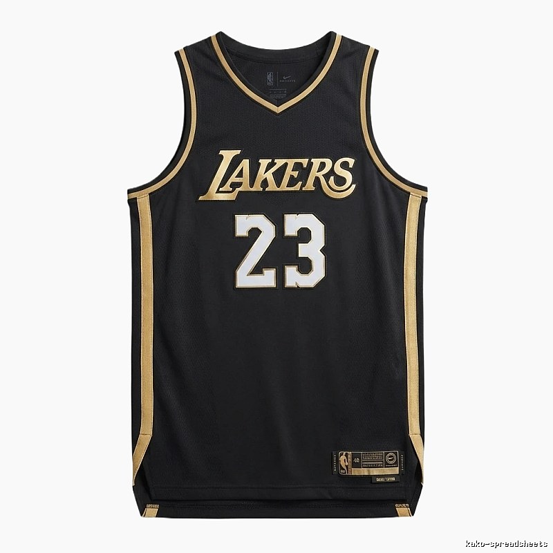 LBJ Lakers black and gold basketball uniform