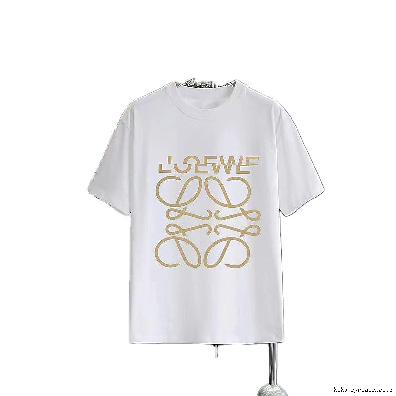LOEWE Gold Hot-stamped Logo Light Luxury Style White T-Shirt