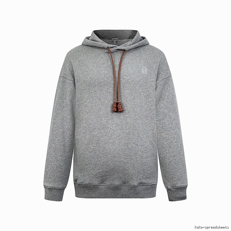 LOEWE Gray Hoodie with Drawcord Detail Hoodie for Travel Look