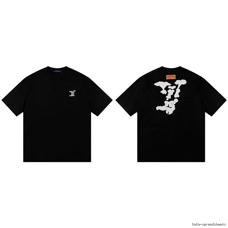 Louis Vuitton Auspicious Cloud Print Trendy Style Black T-Shirt