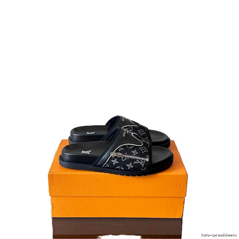 Louis Vuitton Classic Monogram Trendy Black Slides