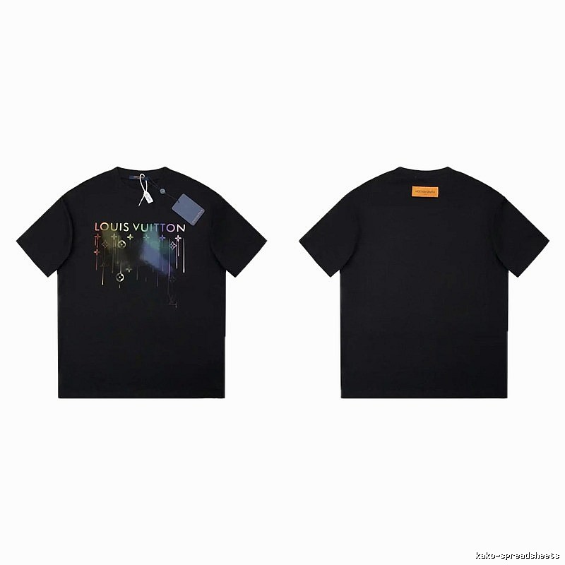 Louis Vuitton Iridescent Printed Trendy Black Short-sleeve T-shirt