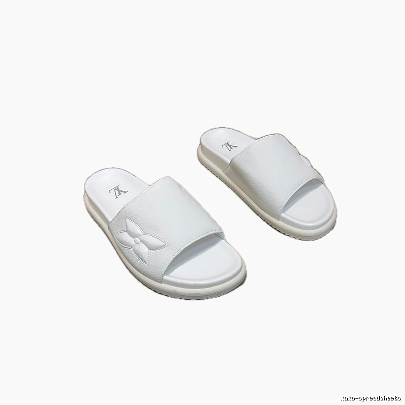 Louis Vuitton Monogram Casual Style White Slide Sandals