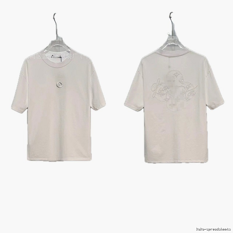 Louis Vuitton Monogram Embroidered Trendy Style White T-Shirt