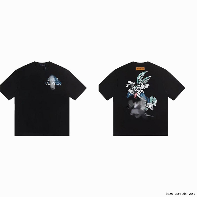 Louis Vuitton Trendy Style Cartoon Print Black T-Shirt