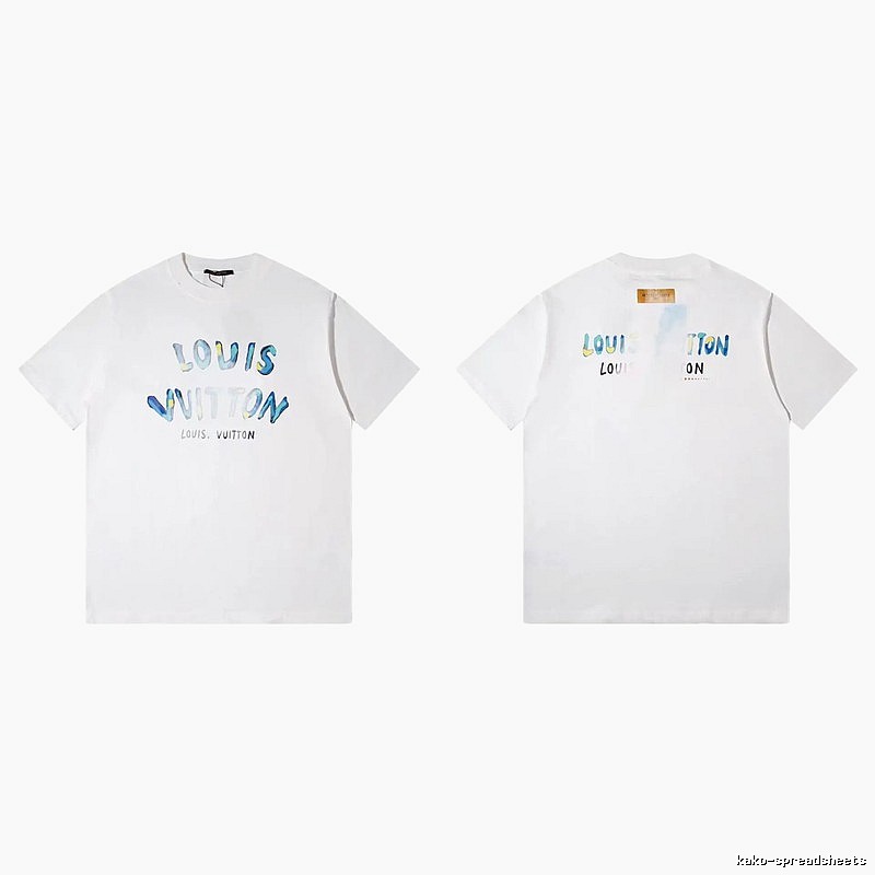 Louis Vuitton Watercolor Graffiti Style White T-Shirt