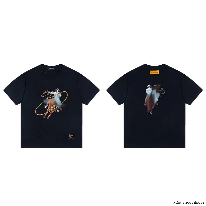 Louis Vuitton Western Cowboy Vintage Style Black T-Shirt