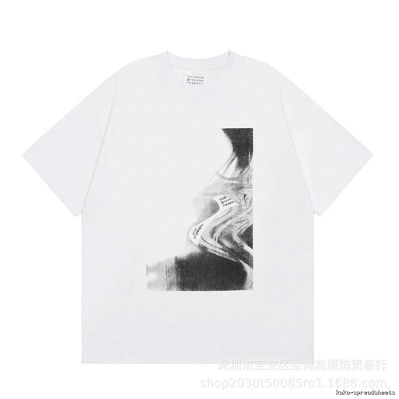 Maison Margiela Abstract Ink-wash Style White Short-sleeve T-shirt