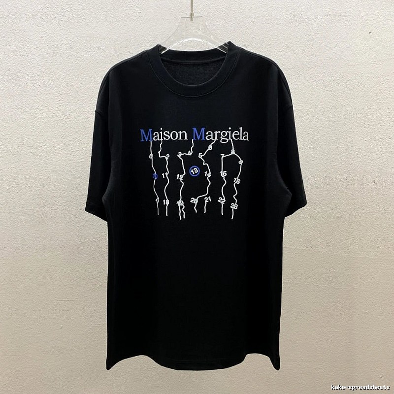 Maison Margiela Digital Embroidery Trendy Black T-Shirt