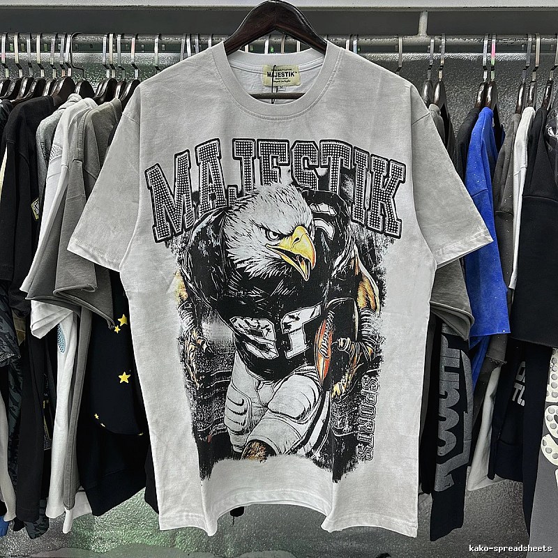 MAJESTIK Rugby Street Style Distressed White T-Shirt