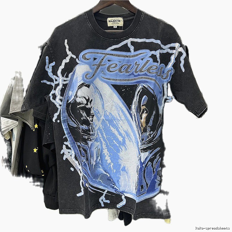 MAJESTIK Space Print Street Style Black T-Shirt
