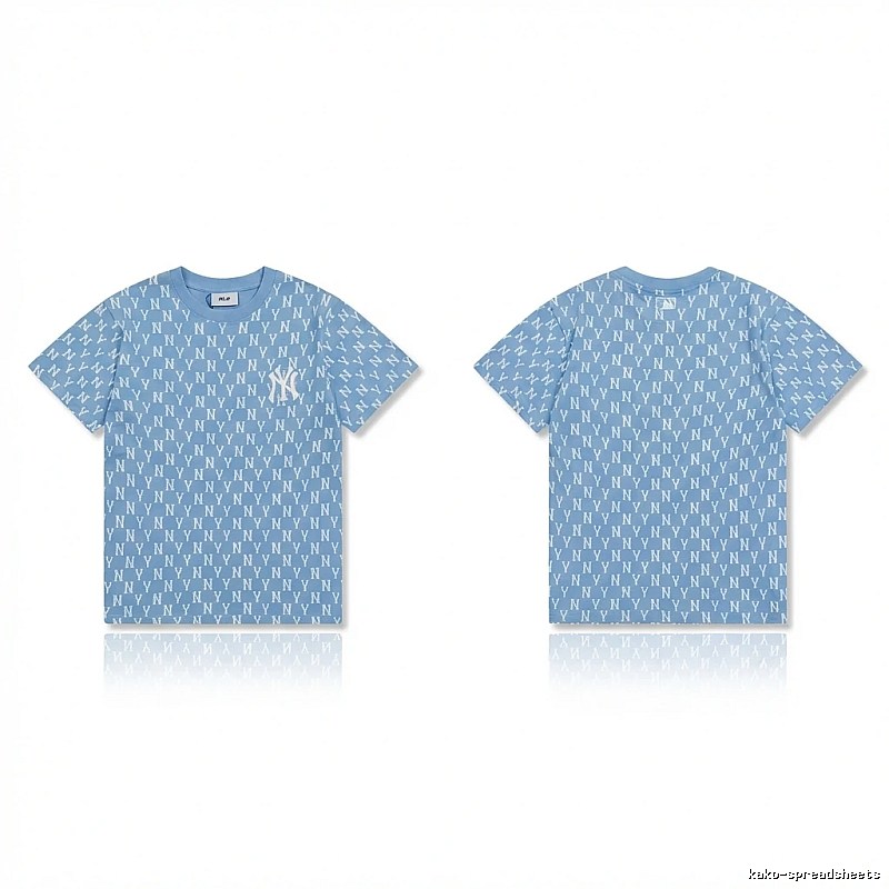 MLB full - print style light blue T - shirt