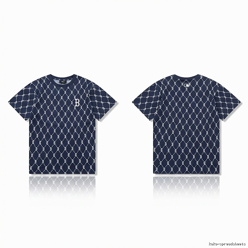 MLB full - printed style navy blue T - shirt
