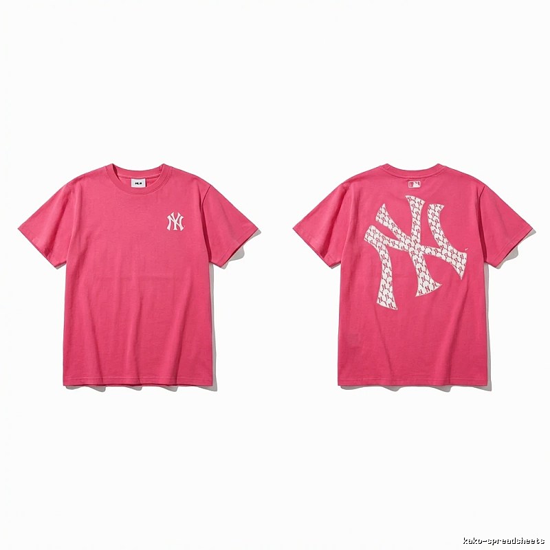 MLB Trendy Brand Print Style Rose Red T-shirt